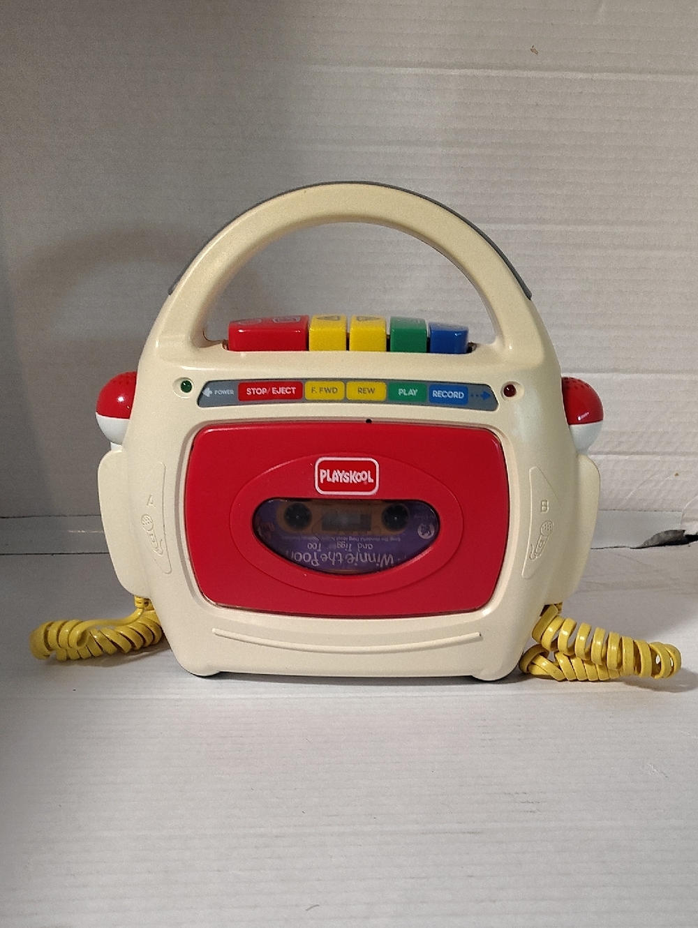 Playskool Cream and Red Portable Cassette Player with Colorful Buttons 1993
